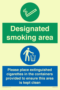 Designated smoking area
Please place extinguished cigarettes in the containers provided to ensure this area is kept clean